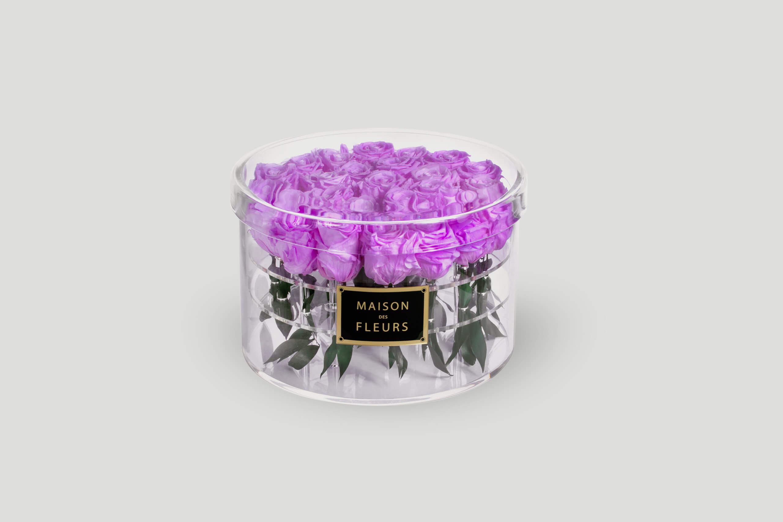 Pink Long Life Roses in An Acrylic Box